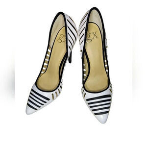 GX by Gwen Stefani Addie High Heel B/W Geometric Cutout Island Platform Pumps, 9